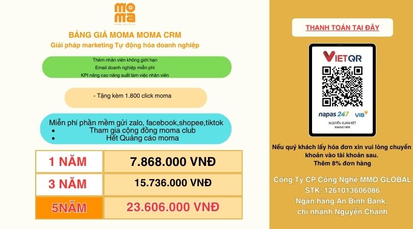 MOMA CRM - TỰ ĐỘNG HÓA DOANH NGHIỆP