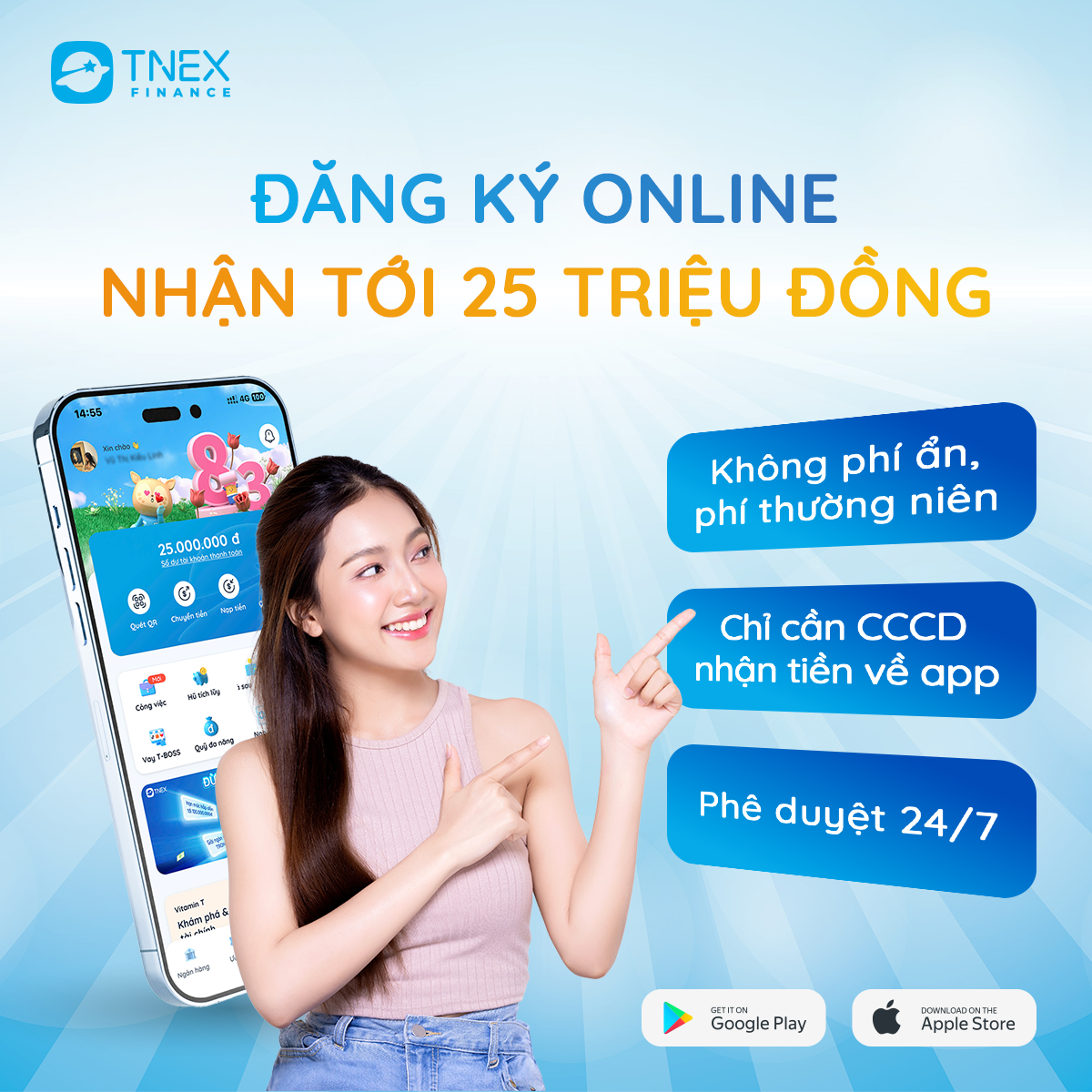 Vay tiêu dùng cùng TNEX - duyệt khoản vay lên đến 20 triệu